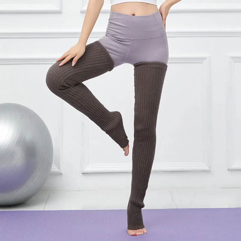 Frauen Yoga Tanz Fitness Wolle Gestrickte Socken 90 cm Ballett Tanzen Aufwärmen Socke Bein Wärmer Winter Über Knie Oberschenkel hohe Strümpfe – Detail 14