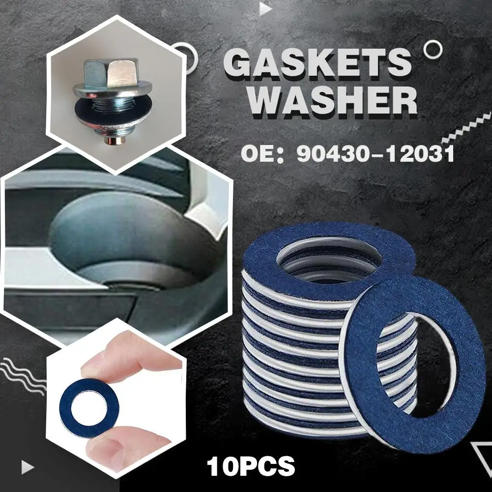 Automotive Engine Threaded Drain Pool Plug Washer 12mm Hole Nut Sealing 10pcs For TOYOTA Lexus OE #90430-12031 oil drain plug gasket oil drain plug seal washer sealing washers