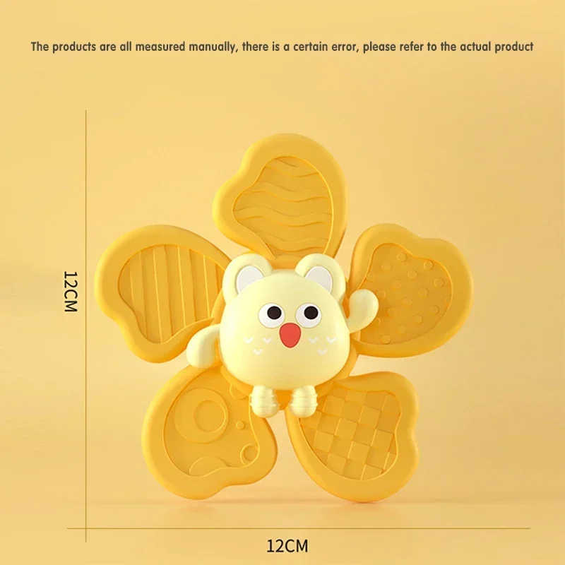 1 PC Kids Rotating Spinner Bath Toys Stress Relief Toy Baby Bathing Sucker Spinner Cartoon Rattles Teether Child Fidget Toy 6