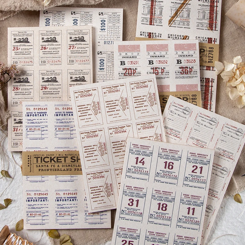 Old Tickets Series DIY Vintage Material Paper Books 30 Sheets Travel Journal Diary Decor Collage Stickers Scrapbooking Supplies