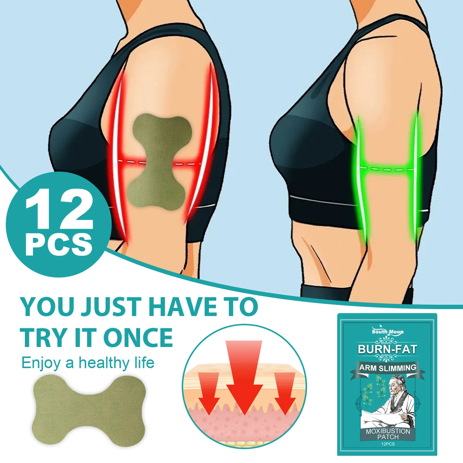 12PcsBurnfatArmSlimmingMoxibustionPatchesAccelerateMetabolism