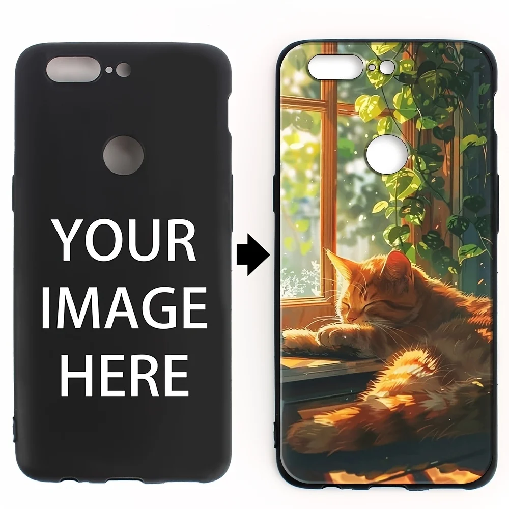 Customizable Black Silicone Shockproof Phone Case - DIY Photo Personalization Option