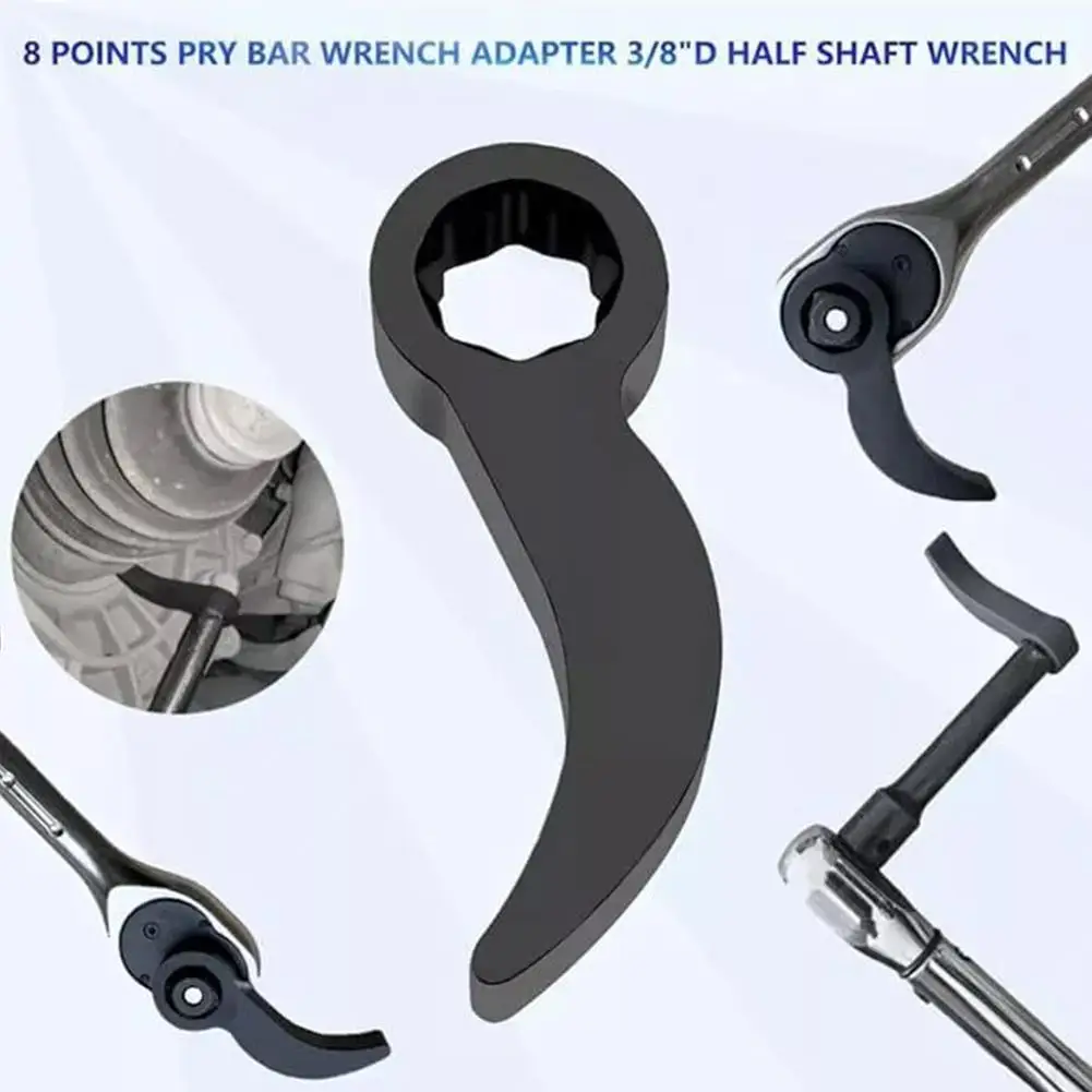Adjustable Pry Bar Pry Bar Wrench Adapter Head - 3/8in Star & 1/2in Square Serrated For Half Shaft Removal & Car Repair 3/8 Breaker Bar