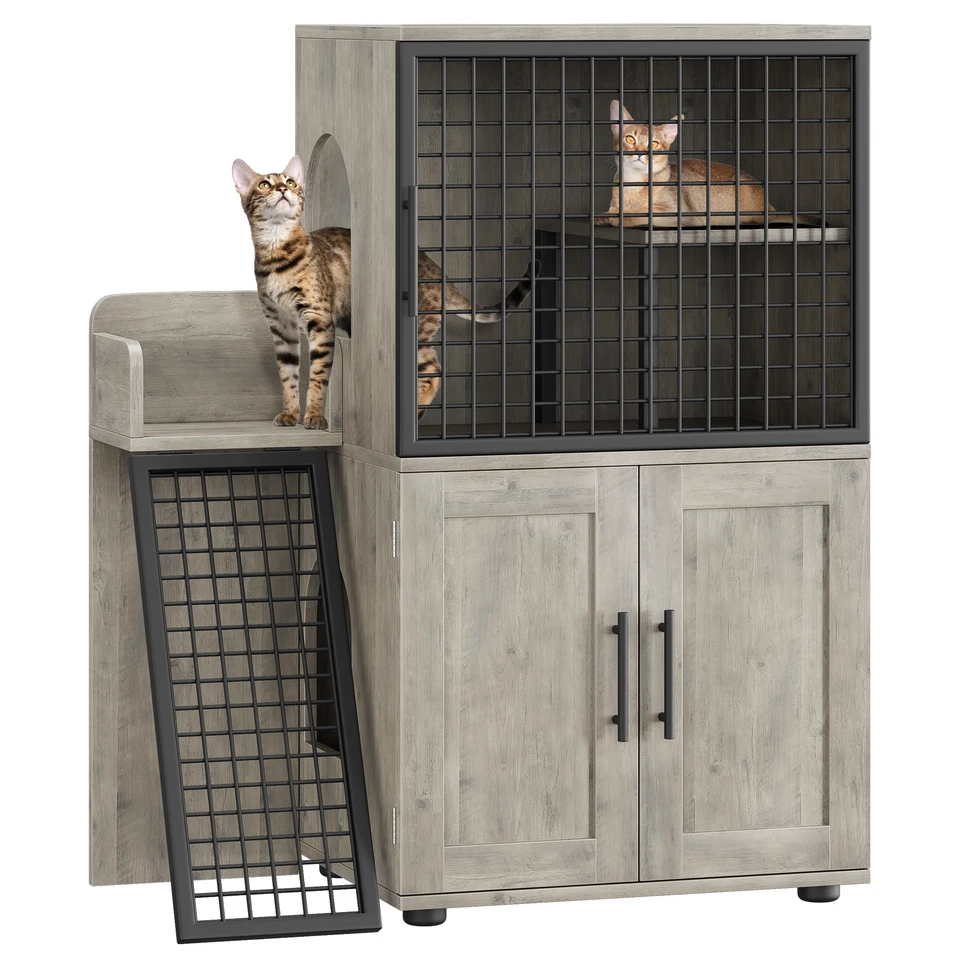 Double Layer Cat Litter Box Enclosure Furniture
