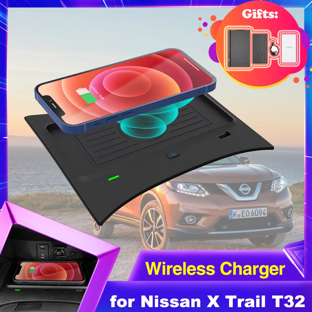 Car Wireless Charging Pad for Nissan X Trail Rogue T32 ST 2014