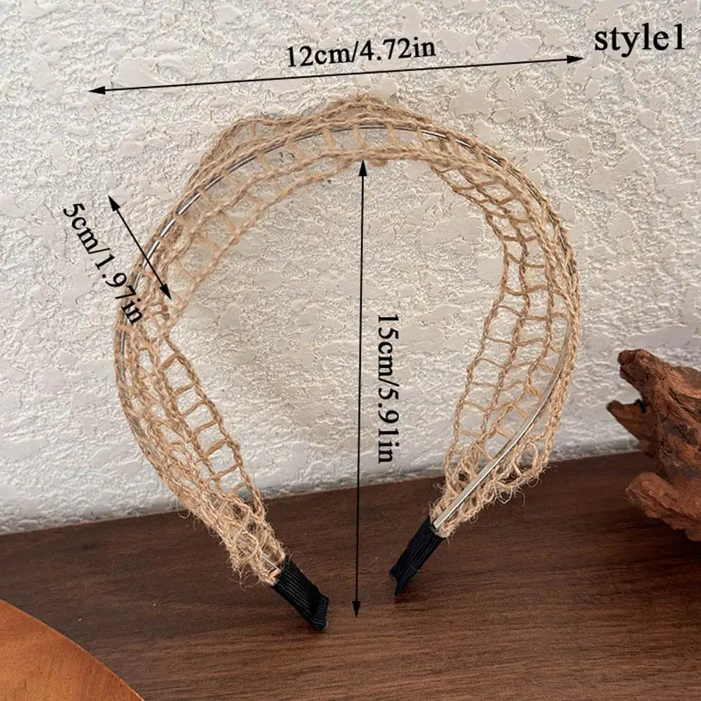Wide-Brimmed Straw Headband Bohemian Hair Band Trendy Beach Headband For Women Hand-woven Hair Hoops Travel Holiday Headdress