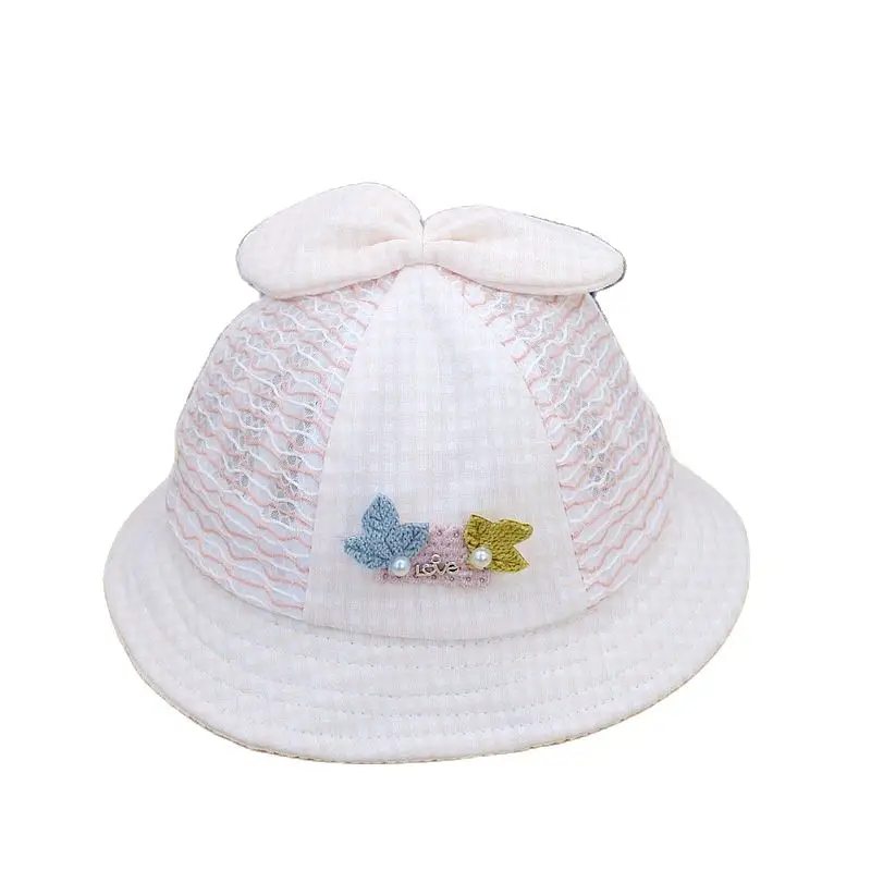 3 Colors Summer Girls Outdoor Mesh Sun Hat Children Beach UV Protection Bucket Hats With Floral Headwear Cap Accessories 6-12M children fisherman hat mesh boy hats summer thin kids sun protection caps 2023 kids accessories