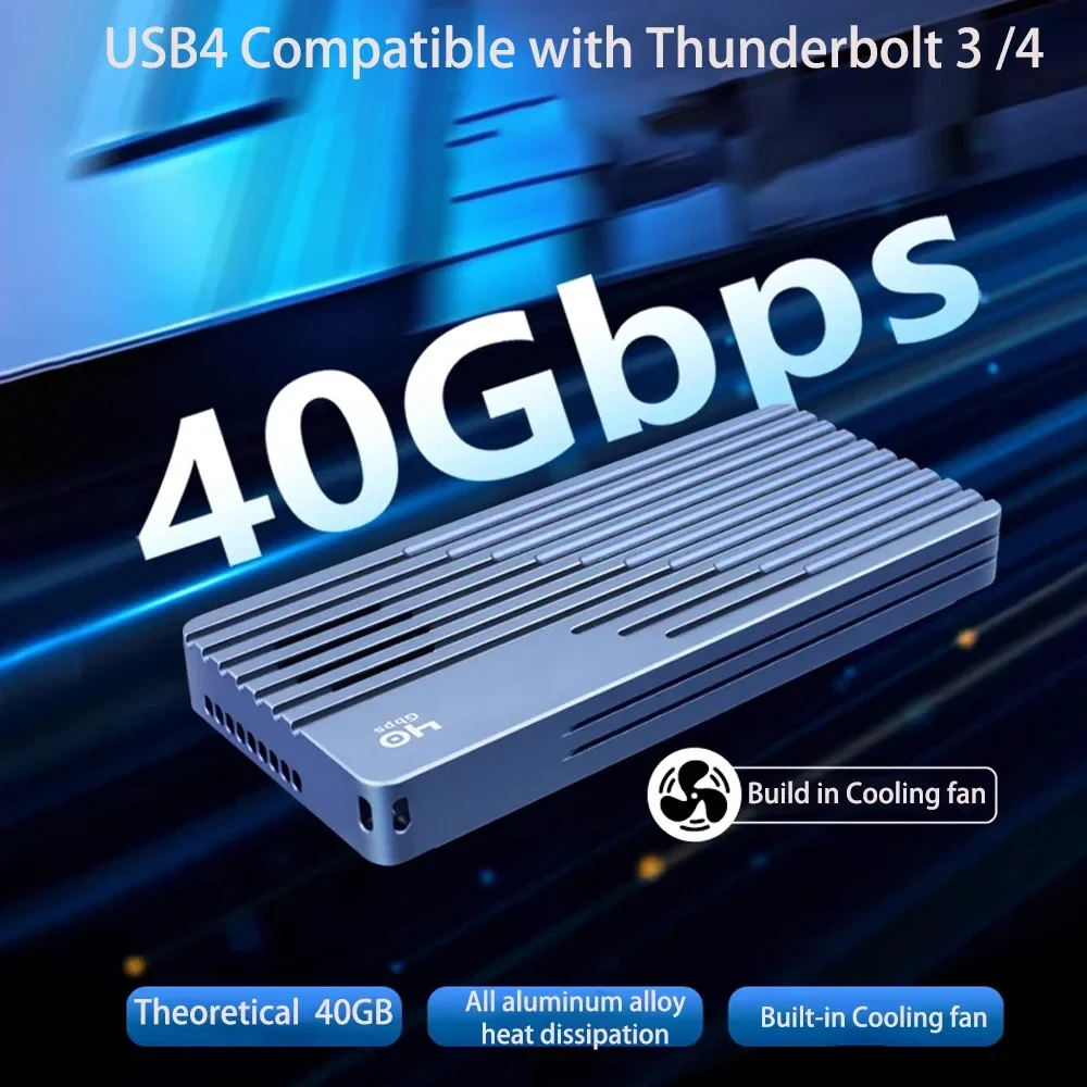 ITGZ 40Gbps USB4 NVMe M.2 SSD Enclosure Aluminum with Cooling Fan