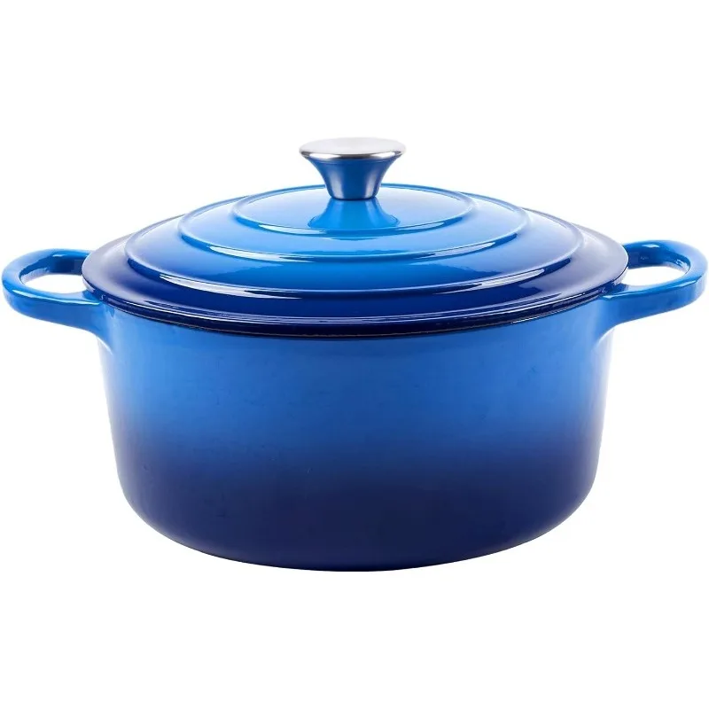 6 Quart Enameled Cast Iron Dutch Oven with Lid Big Dual Handles Oven Safe up to 500&deg;F Classic Round Pot for Versatile Cooking