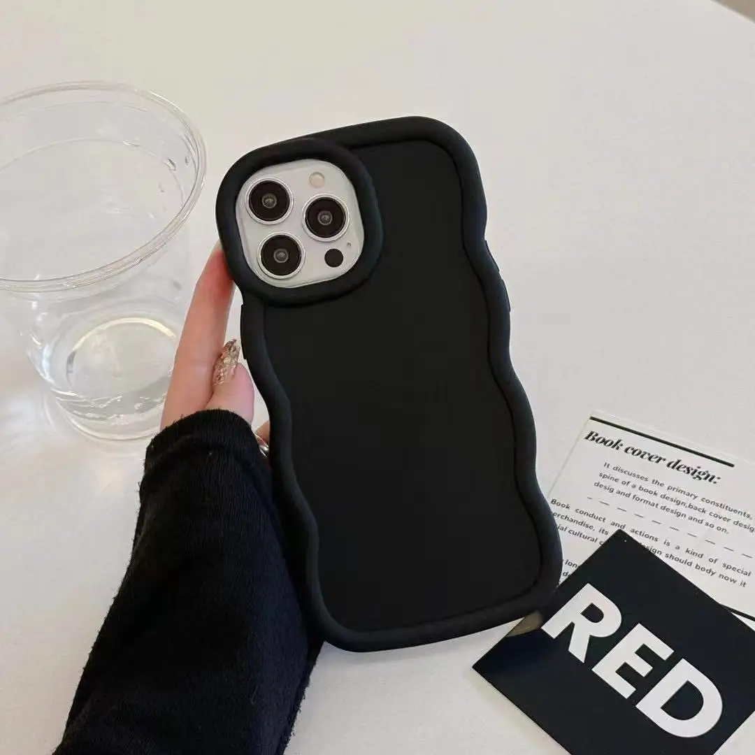 Fashion Solid Color Wave Macaroon Phone Case - Sleek & Stylish Back Cover
