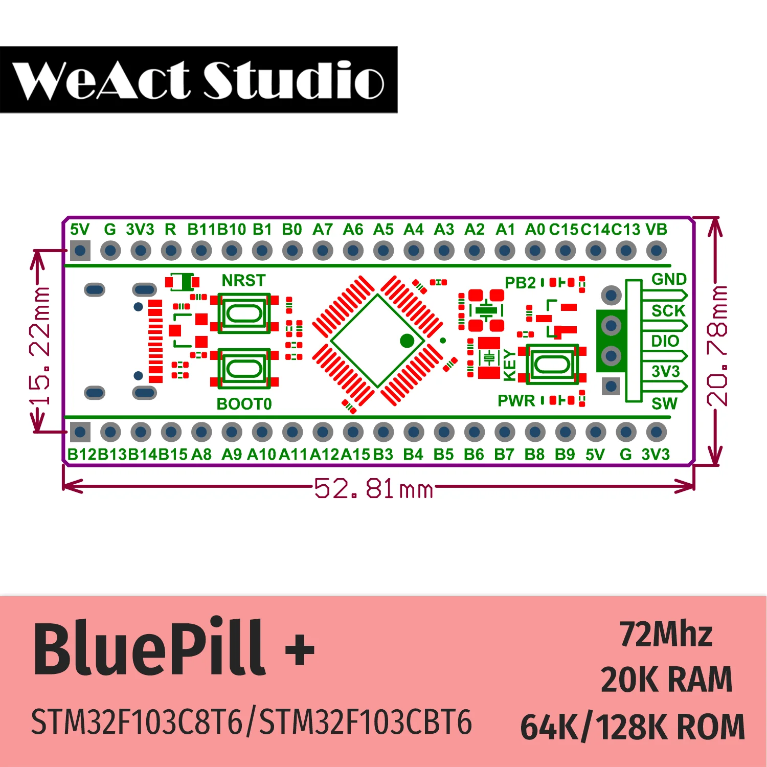 WeAct ּ ý   , STM32F103C8T6, STM32F103CBT6, STM32F103, STM32F1  ÷, ARM STM32