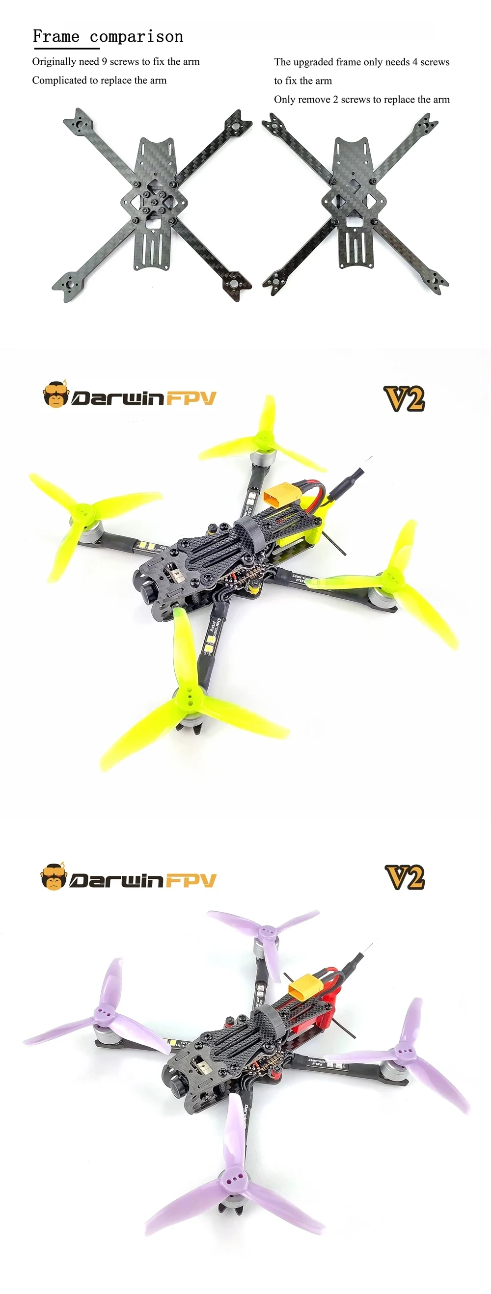 Description Picture 3 of itemDarwinFPV Baby Ape Pro V2 FPV Drone PNP 142mm 3inch Quadcopter Caddx Ant Camera F4 AIO Flight Controller 1104 Brushless Motor