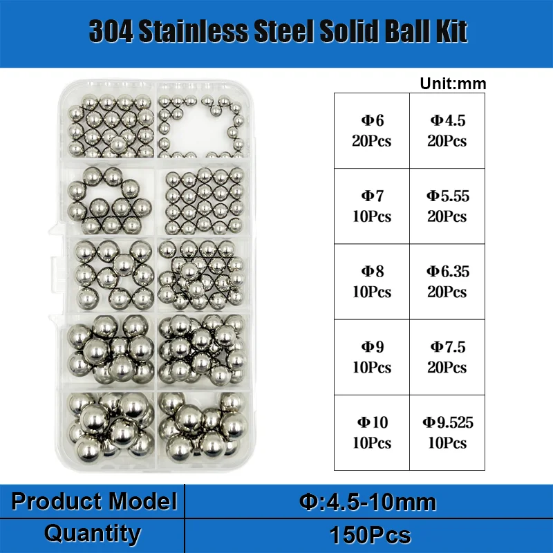 Stainless Steel Miniature Smooth Balls 304 Dia 2-12mm Steel Ball Bearing Swivel Precision Bicycle Cycling Hunting Slingshot Kit