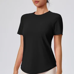 Women's Short Sleeve Round Neck Yoga Classic Fitness T - Shirt - M (Black)