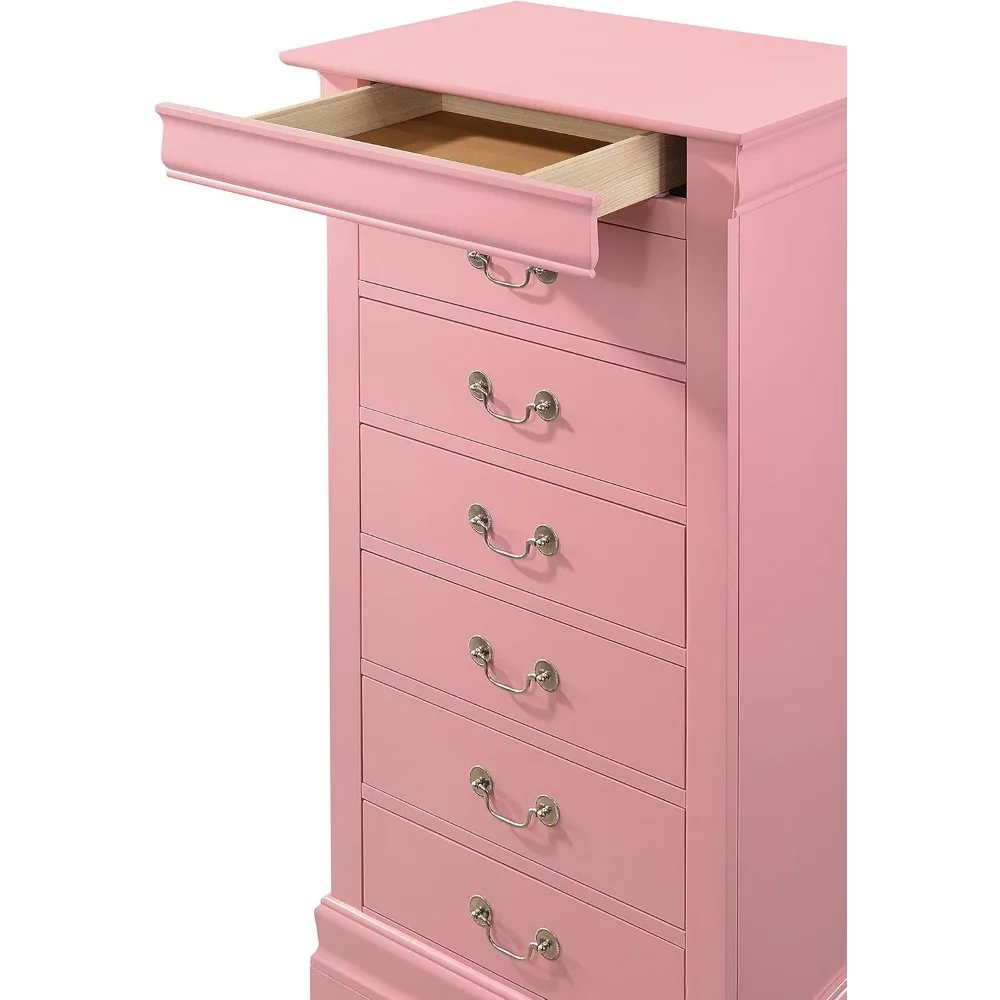 Louis Phillipe 7 Drawer Lingerie Chest in Pink
