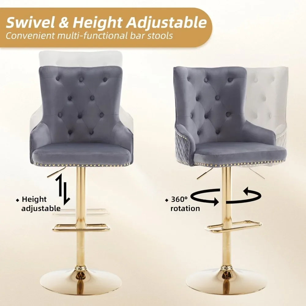 Velvet Bar Stool 2 Piece Set 4