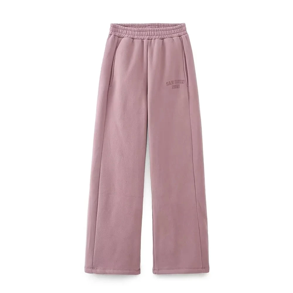 

Женские вышитые джоггеры TRAF с эффектом выцветания, Повседневные Удобные брюки из хлопчатобумажной смеси, женские повседневные спортивные брюки с высокой талией, 2023