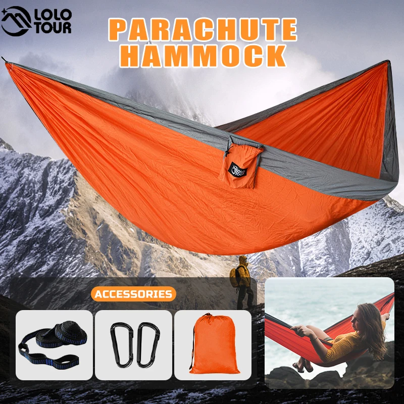 Amaca Da Campeggio Paracadute Di Grandi Dimensioni 2-3 Persone 300X175Cm Sedia A Dondolo Da Esterno Portatile Leggera Per Viaggi Di Festa