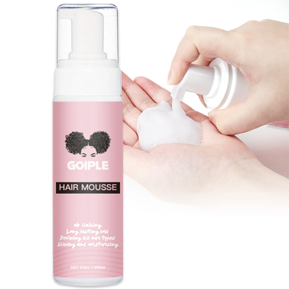 Curly Hair Mousse 200ml Moisturizing Natural Curly Hair Styling Foam for Lace Wig Strong Hold Mouss Foaming Curl Defining Hair Mousse Foam
