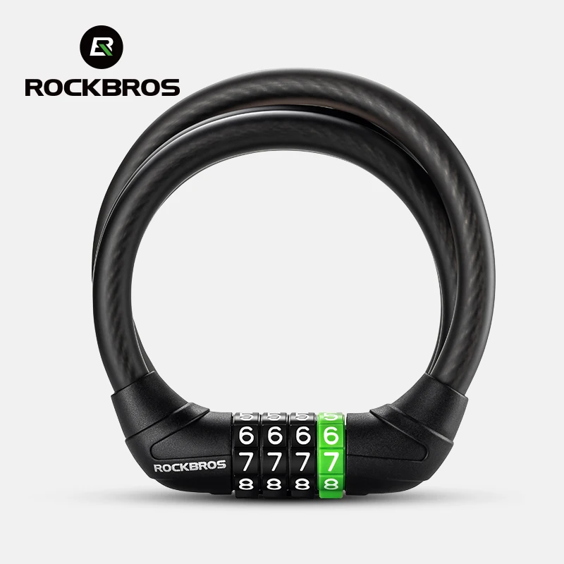 ROCKBROS Bike Cable Lock MTB Road Bicycle Anti-Theft Password Lock PVC Steel Cable Lock for Motorcycle Scooter Bike Accessories - Image 2