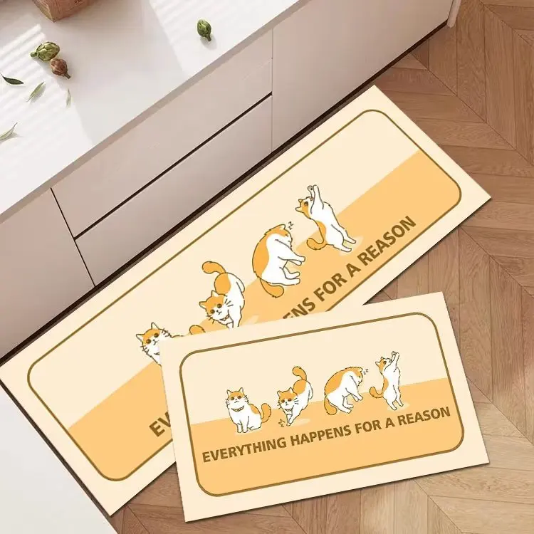 Felpudo de cocina de estilo de dibujos animados, felpudo de entrada para sala de estar, alfombra para el hogar, dormitorio, piso, pasillo, balcón, alfombra antideslizante