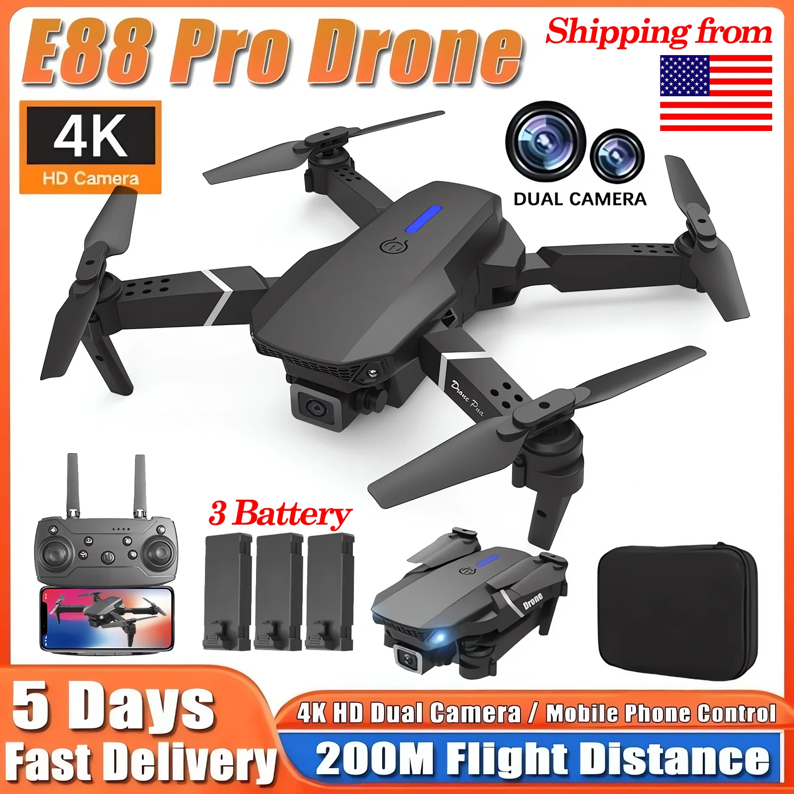 E88Pro 4K Foldable RC Drone 1