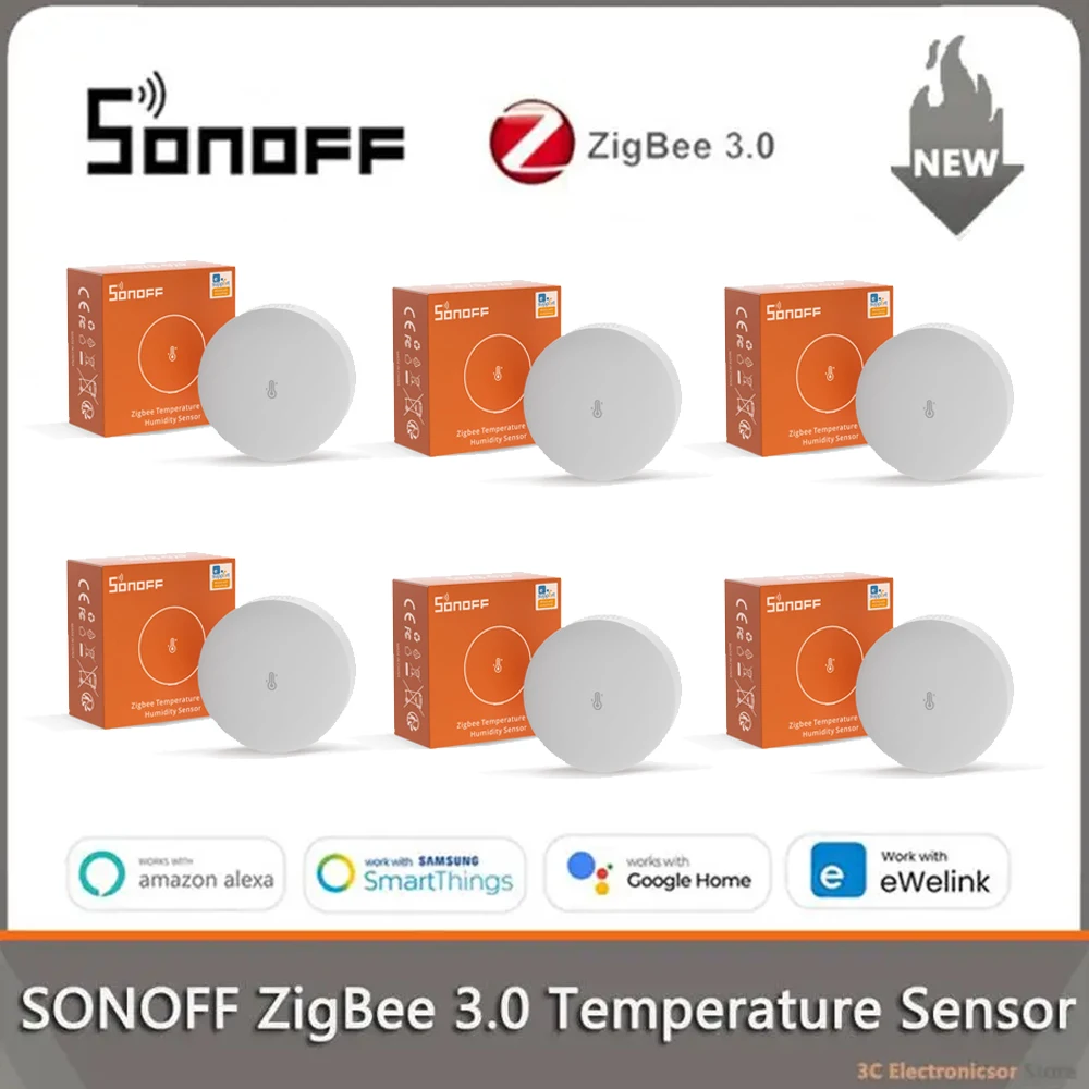 

SONOFF Zigbee Temperature Humidity Sensor SNZB-02P Thermometer Monitor Smart Home Remote Control By Alexa Google Home eWeLink