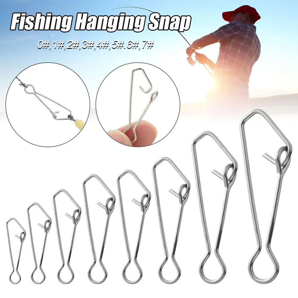 50pcs/pack Fast Clip Lock Fishing Hook Line Connector 0#-7# Stainless Steel  Safety Pin Swivel Sea Snap Hooks Fishing Tackle