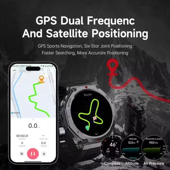 2025 T-Rex 3 Military GPS Waterproof Smart Watch AMOLED Built-in Six Frequency Satellite Outdoors Sports Fitness Smartwatch Men