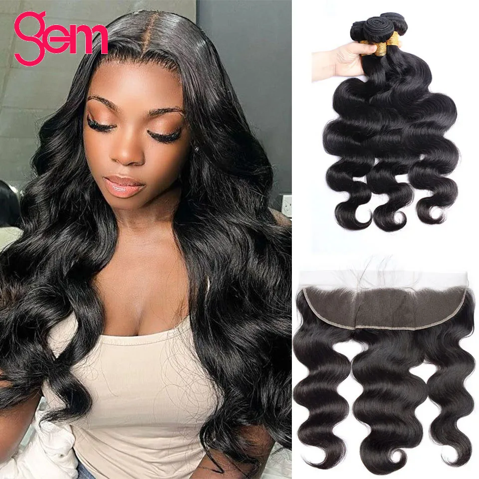 

Body Wave Bundles With Frontal 13x4 Brazilian Weave 30 Inch Hair Extensions Remy 13x6 Bundles With HD Transparent Lace Closure