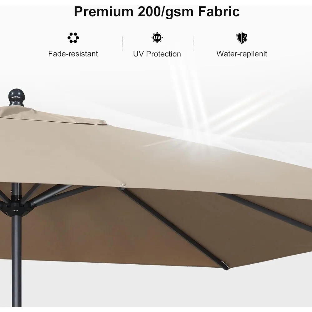 Patio Market Umbrella Outdoor Table Sun Umbrellas with Crank 8 Aluminum Sturdy Ribs for Pool Deck Backyard 9' X 11.5' 5