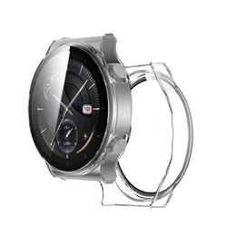 Durable Full Protective Cover with Tempered Glass Screen for GT3 Pro 46mm (Clear)