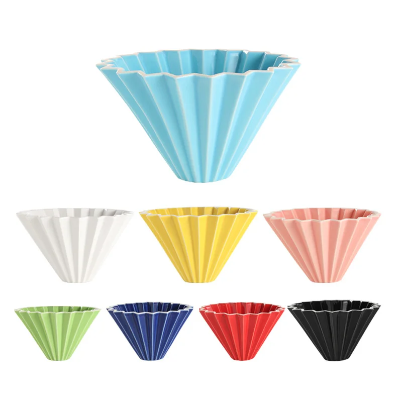 

1-4 People Coffee Filter Cup Funnel Drip Filter Hand-brewed Ceramic Origami Coffee Filter Cup Reusable Hand-brewed Coffee Filter