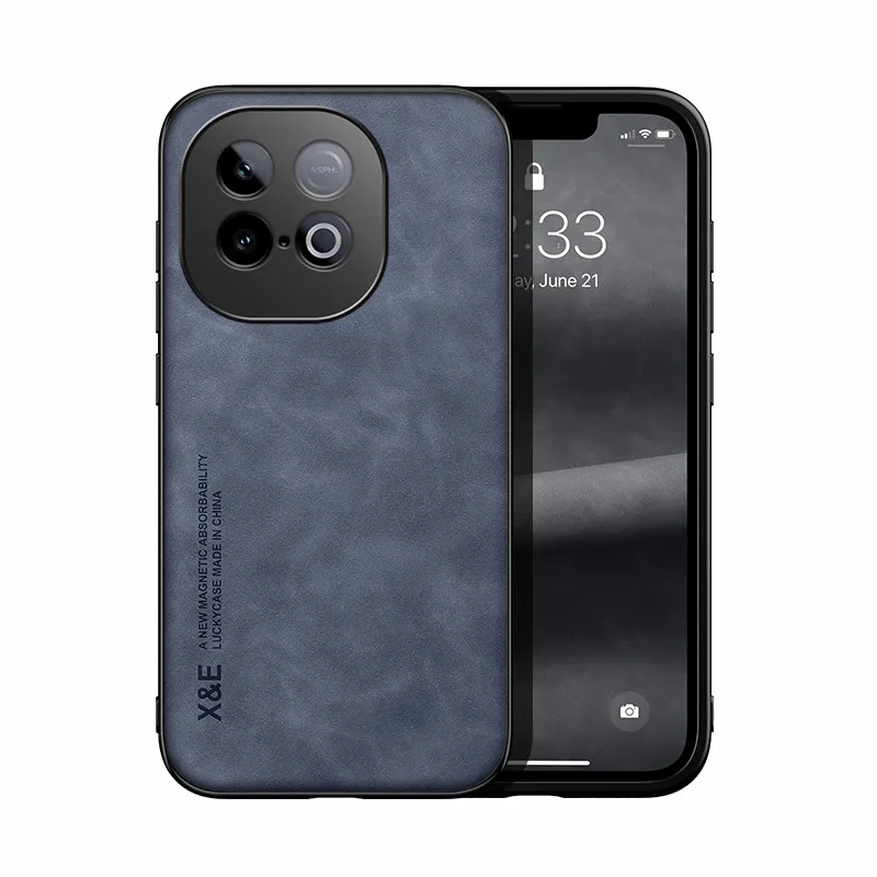 Vintage Durable PU Leather Magnetic Phone Case with Lens Protection for iQOO Z10 Turbo Series