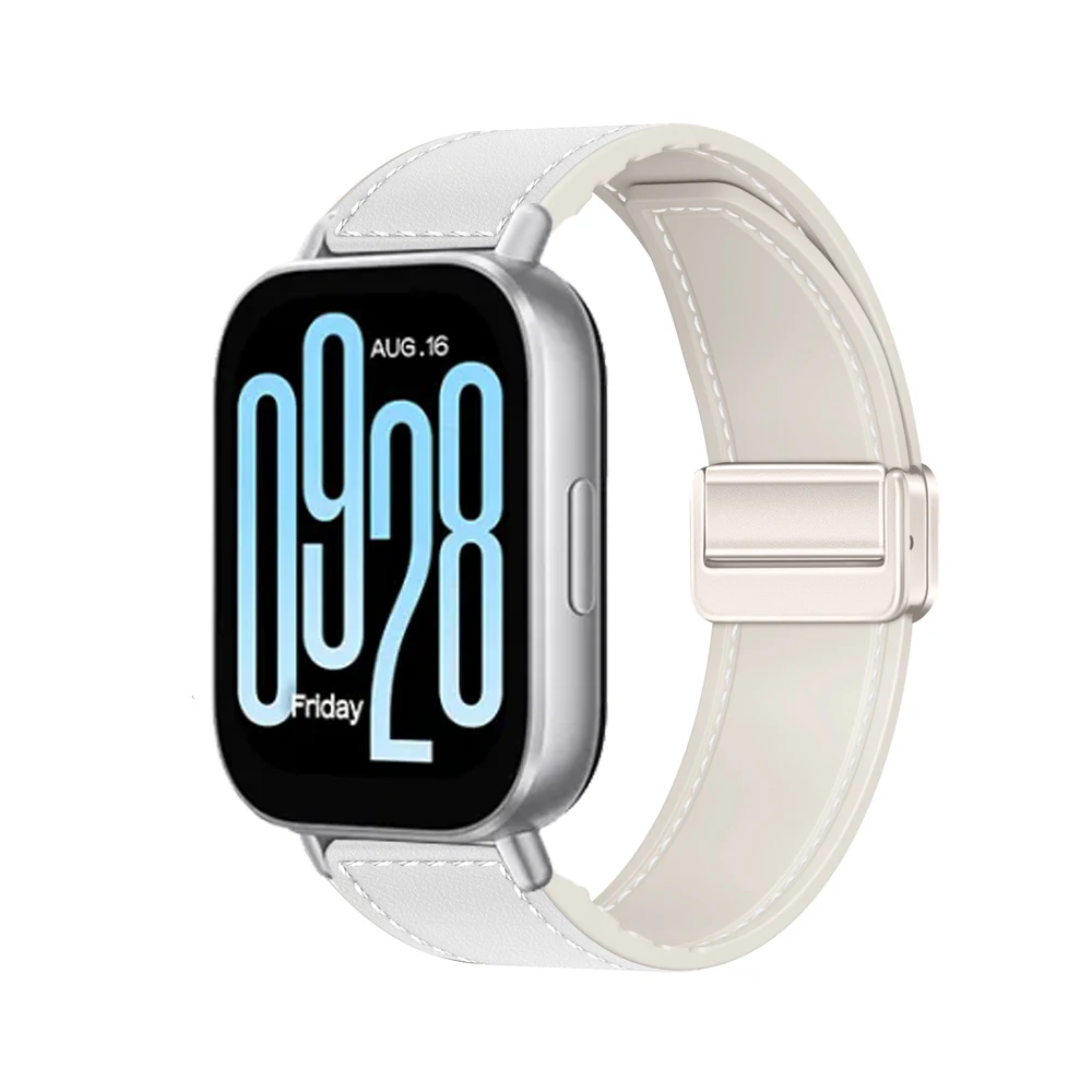 Silicone and Leather Magnetic Buckle Wristband - 22mm/20mm Strap