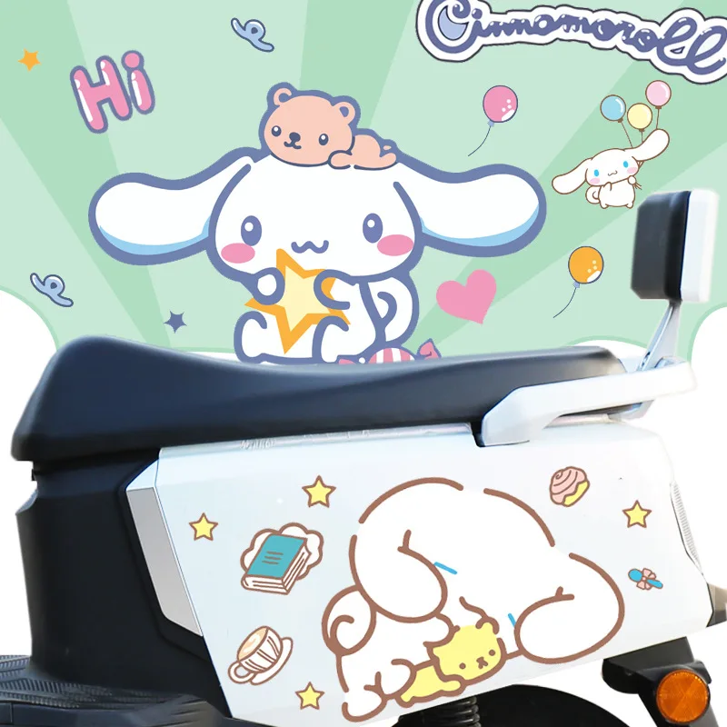 Cute Sanrio Cartoon Cinnamoroll Sticker Electric Car Laptop Ipad Water Cup  Personality Decoration Waterproof Sticker