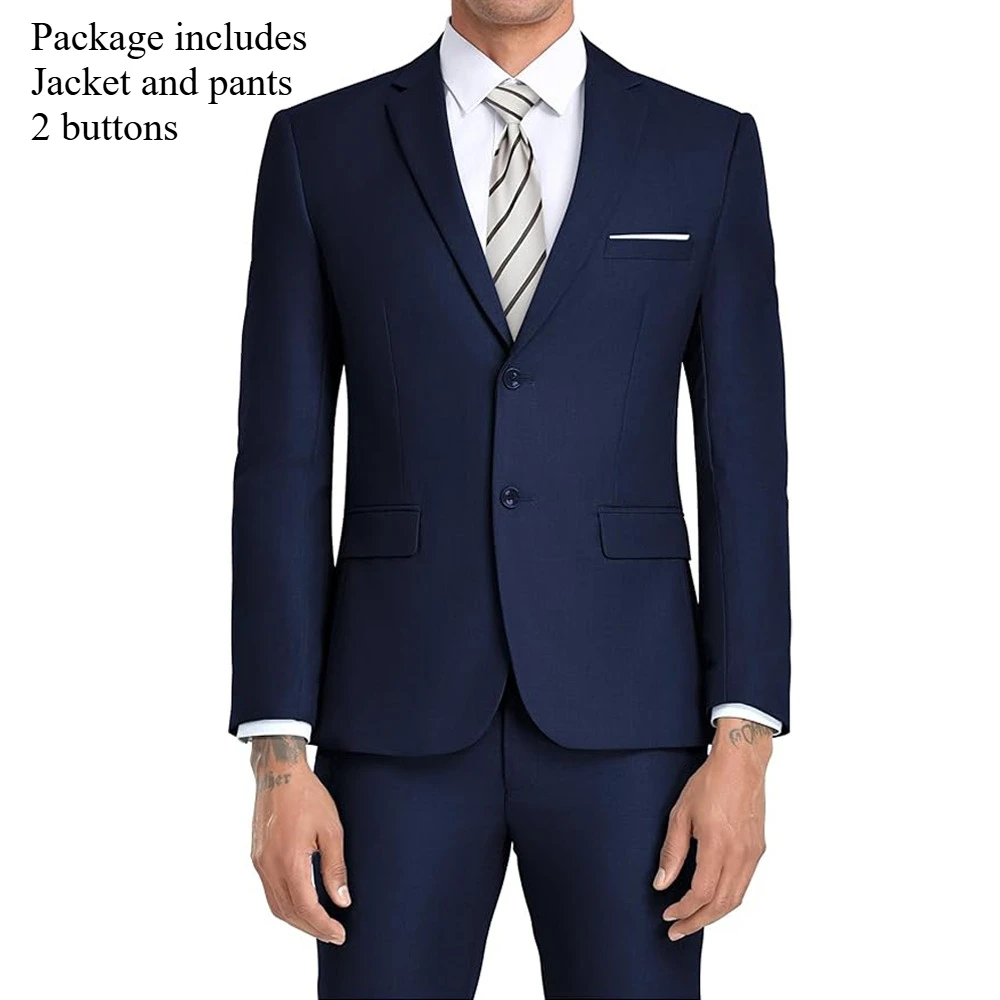 2 Pezzi - Blu Navy - 2 Bottoni