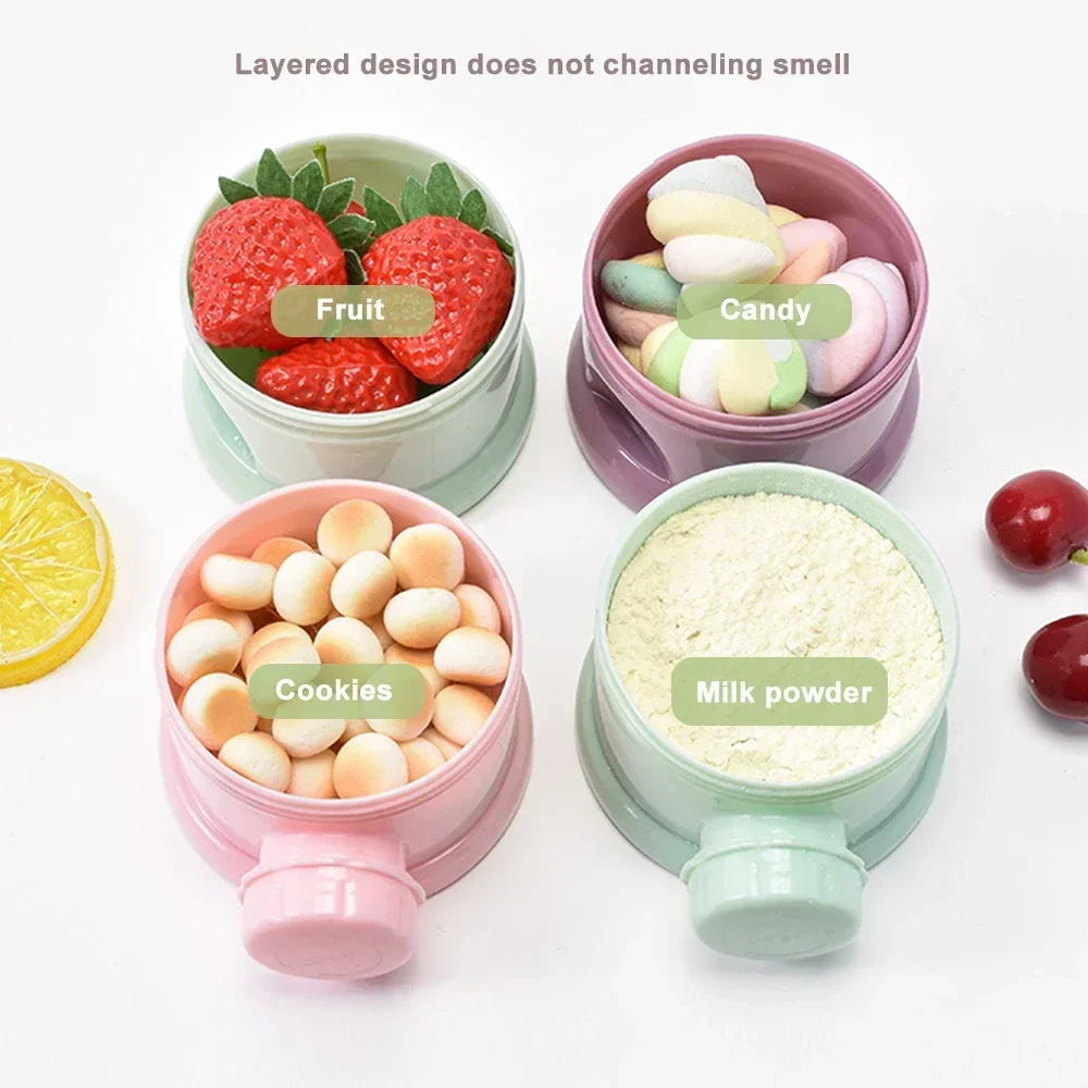 Food Grade Mini Portable Baby Milk Powder Storage Box with Handle Independence Opening Multi-Layer Seal Baby Snack Box Dispenser
