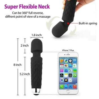 Massage Stick 20 Frequency Strong Vibrator AV Stick Waterproof USB Rechargeable Adult Sex Products Vibrator  For Women 6