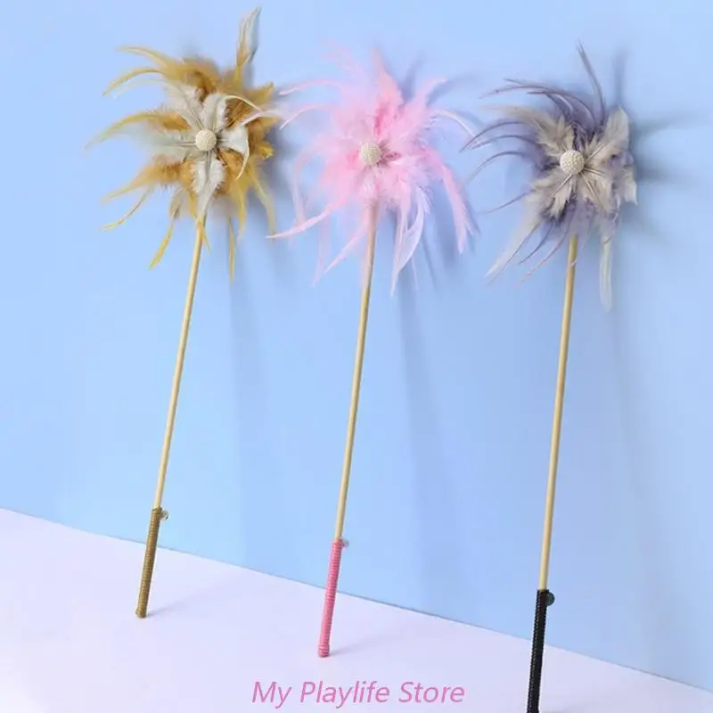 

Cute Feather Teaser Wand Toy Kitten Funny Colorful Rod Cats Wand Toy Pet Cats Toy Interactive Pet Cats Chasing Supplies