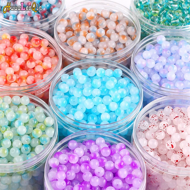 50pcs 8mm Candy Color Glass Crystal Beads Double Colored Beads for