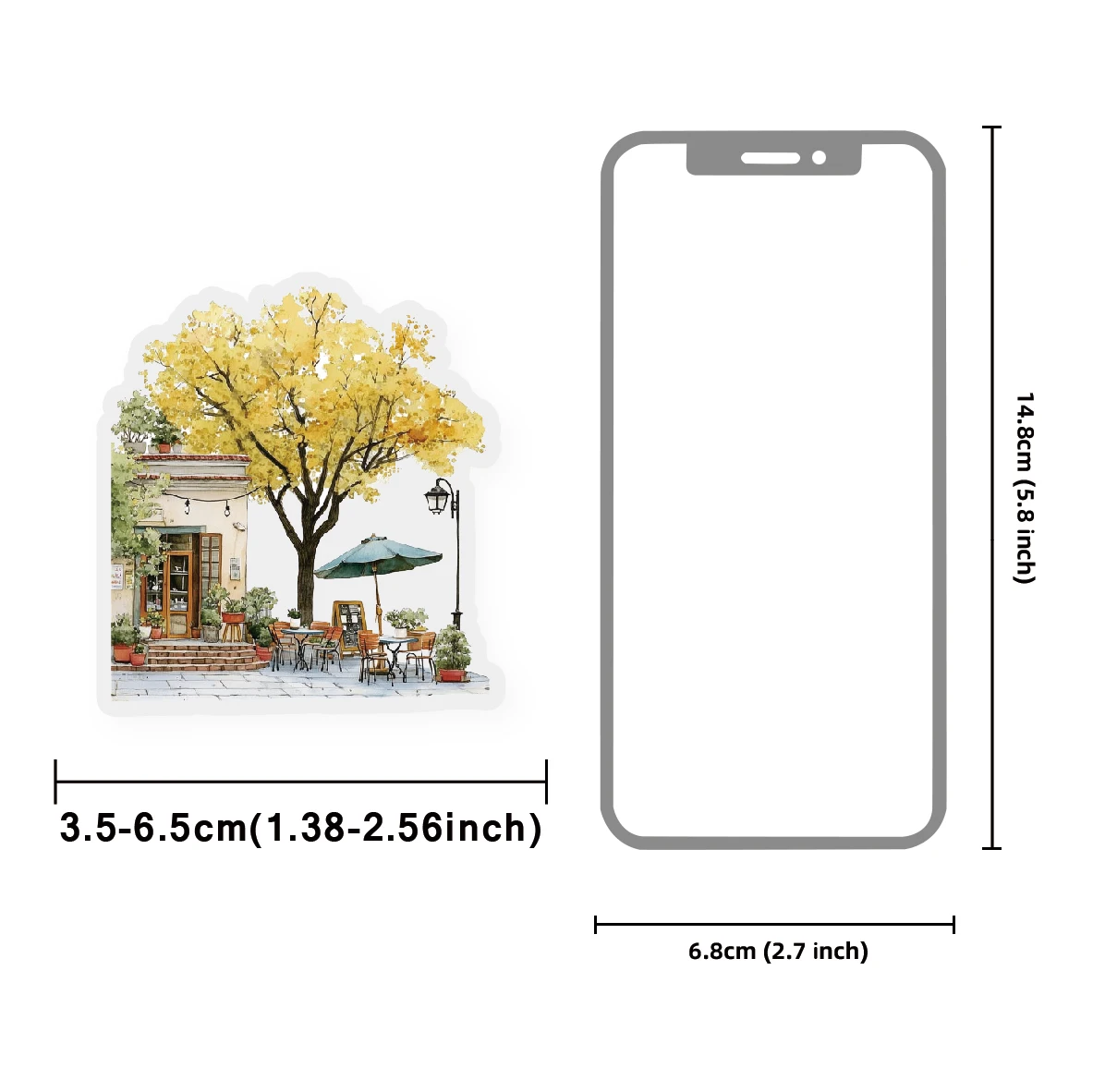 에토리 라이프 골든 코퍼 앨리 가을 오두막 빈티지 풍경 패턴 장식 스티커 노트북, 휴대폰 케이스, 여행 가방, 수제 스크랩북, DIY 스티커, 사진 앨범, 어린이 스티커, 학생 문구 스티커