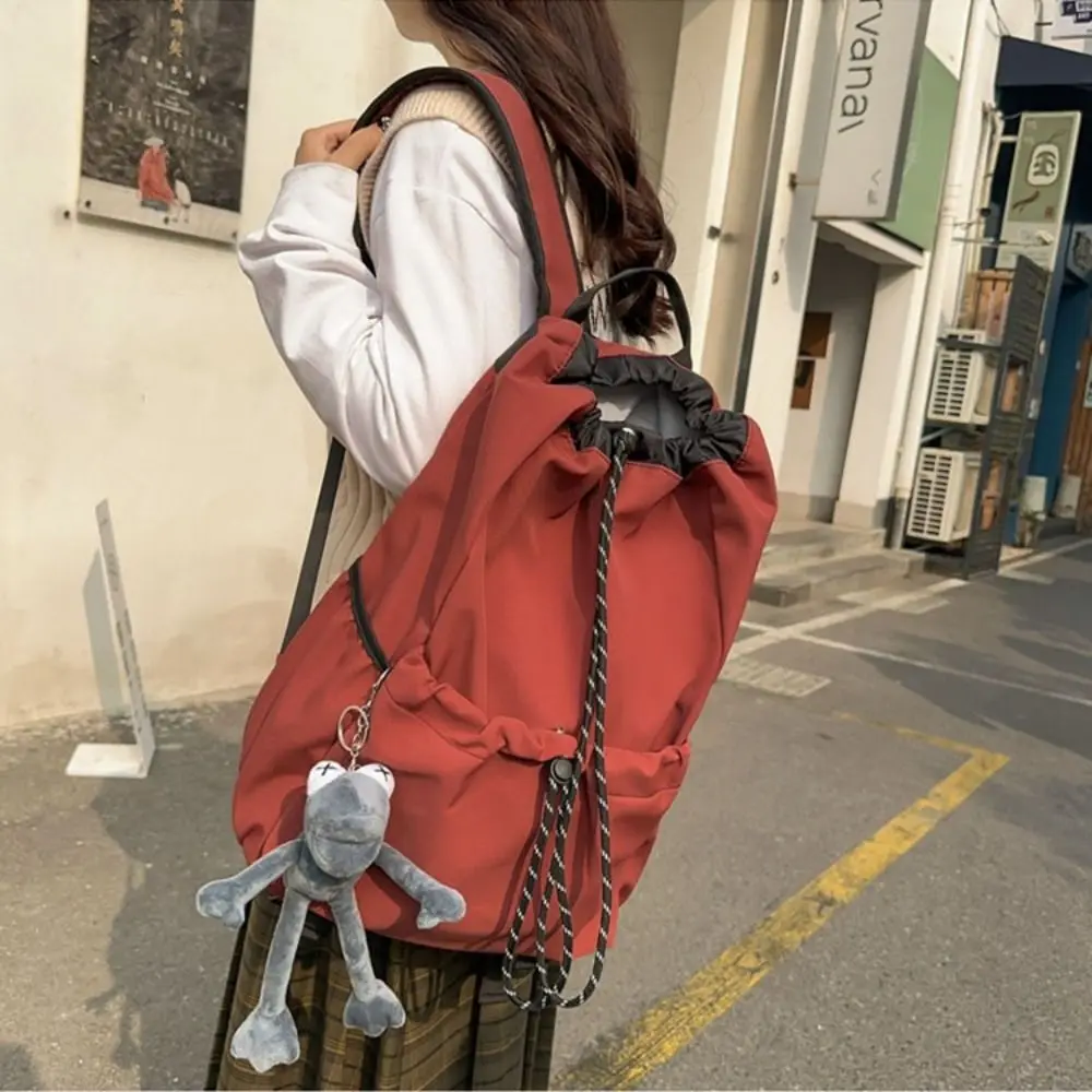 드로스트링 하이킹 배낭 대용량 멀티 포켓 스쿨백 레저 천 가방 등산용