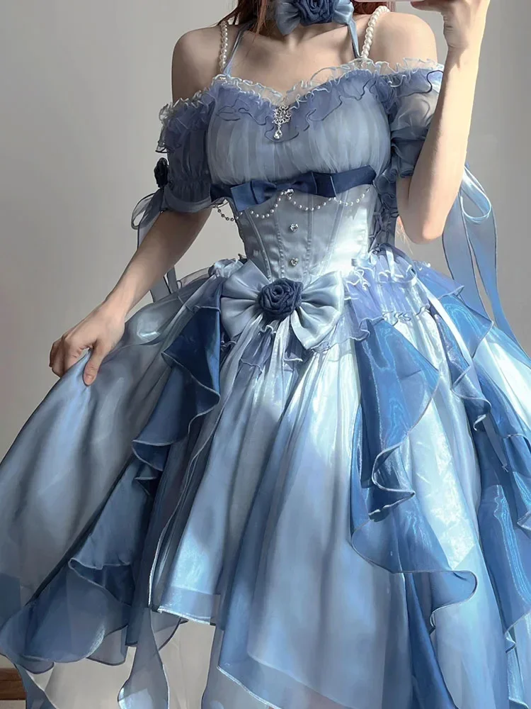 open lace back dress Princess Ariel Dress Green Ariel Princess Costume from Little Mermaid –  Cosplayrr main image 1
