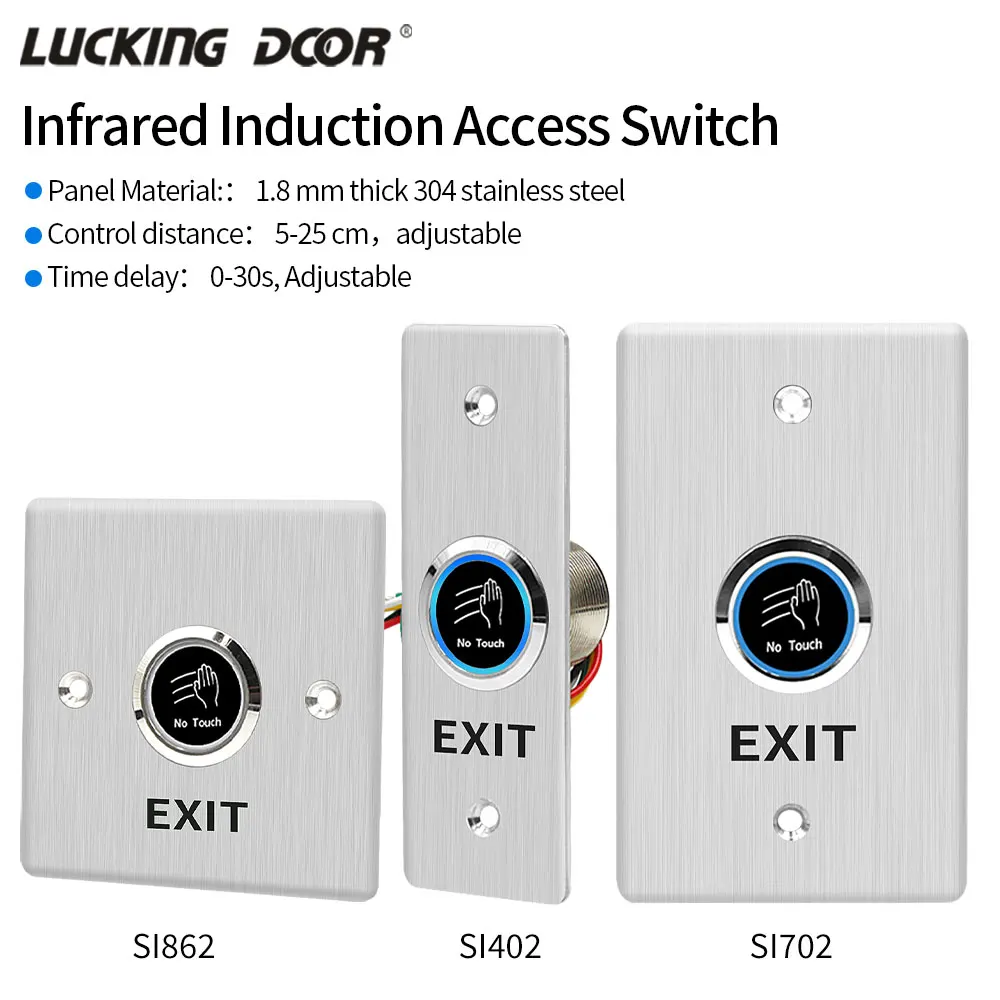 

No touch Door Exit Push Button Release Switch Opener Touchless NO COM NC LED light For Door Access Control System Entry Open 24V