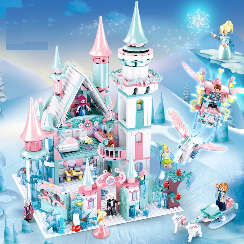 

Disney Frozen Magic Castle Carriage Building Block Set Ice Queen Elsa Anna Princess Mini Action Figure Doll Brick Toys Girl Gift