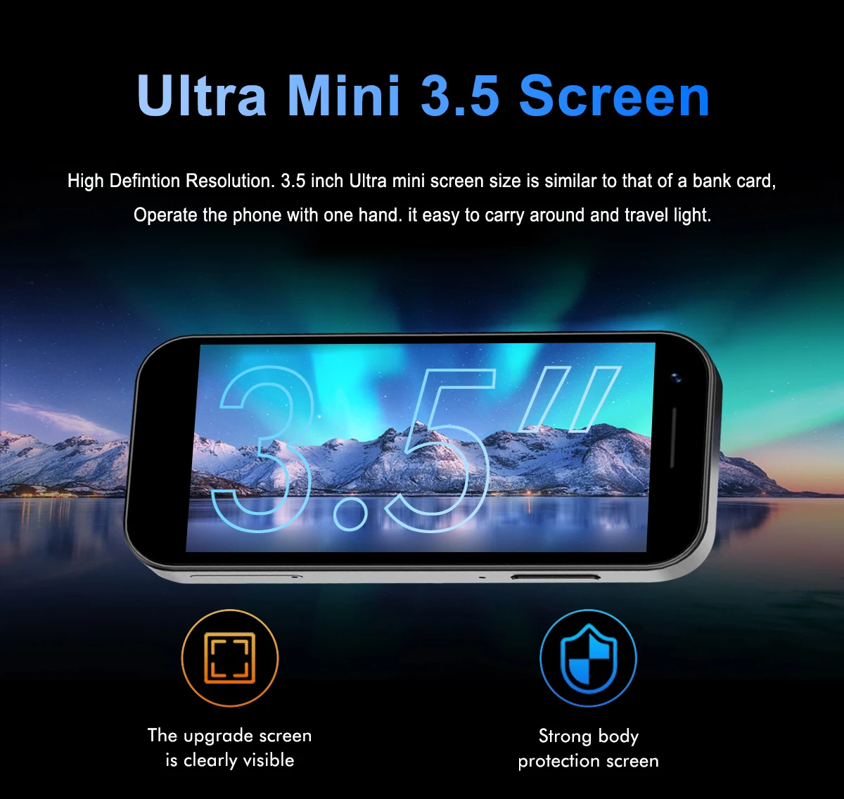 FUFFI-S24U,Mini Phone,3.5 inch,16GB ROM,2GB RAM,Google Play Store,2250mAh Battrey,Smartphone Android,Dual SIM,2+8MP,Cellphones 2