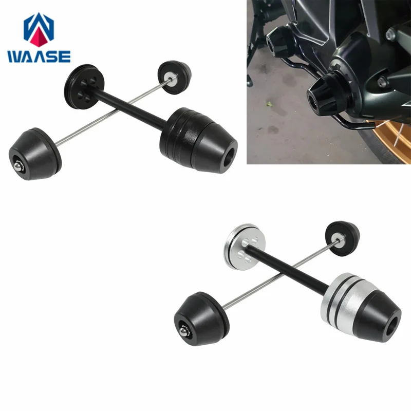 

waase For BMW R Nine T R9T 2013 2014 2015 2016 2017 2018 2019 2020 2pcs Front & Rear Wheel Fork Axle Sliders Cap Crash Protector