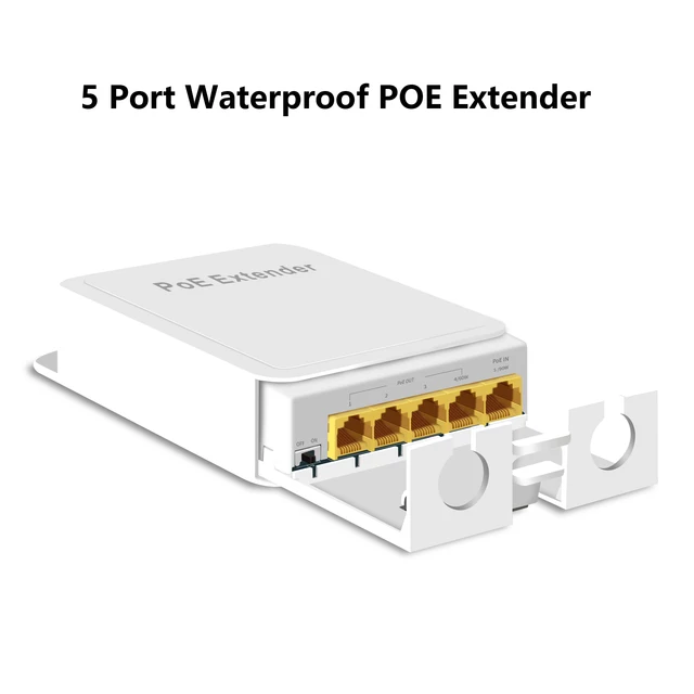 5พอร์ตกันน้ำ POE Extender POE repeater 1000Mbps เครือข่ายกลางแจ้ง IP55 VLAN 44-57V สำหรับกล้อง POE WiFi AP 1