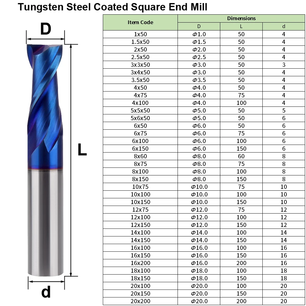 Milling Cutter MZG HRC 45 55 65 2 Edge 4 Flute Square Titanium Machining CNC Hard Alloy Carbide Tungsten Steel End Mill
